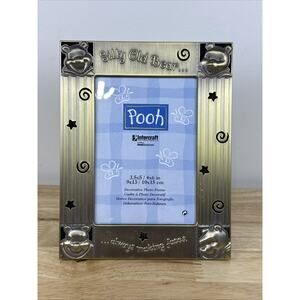Vtg Winnie the Pooh Gold Picture Frame Silly Old Bear 4x6 Nursery Baby Decor NEW